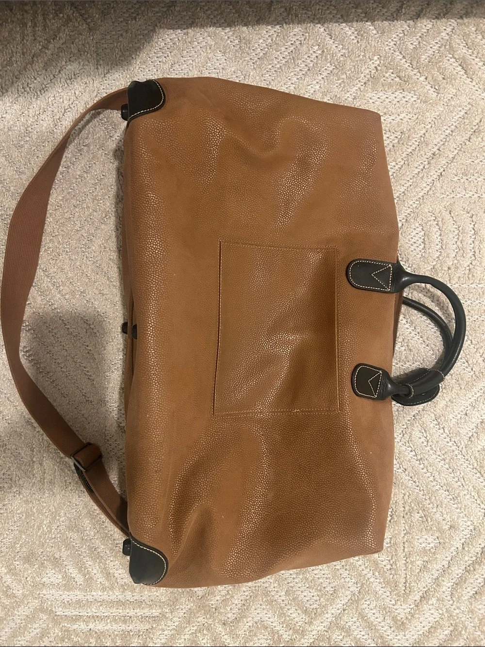 Bric's Tan and Brown 21” Pebbled Leather Duffel Bag